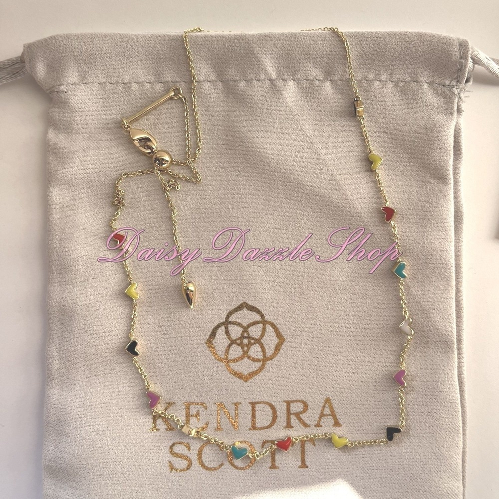 ✨Kendra Scott Haven Heart Gold plated Strand Necklace in Multi Mix New